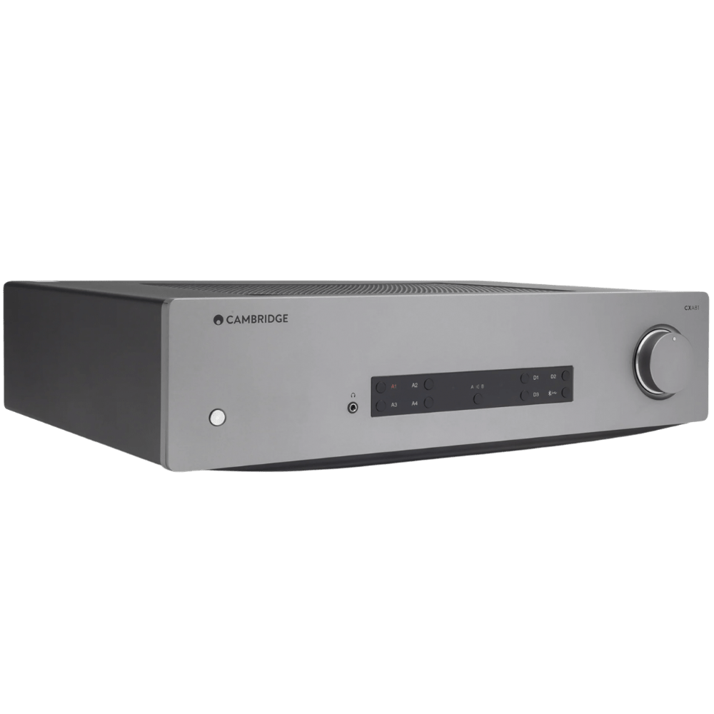 Cambridge Audio CXA81 Mk II Integrated Stereo Amplifier in Luna Grey, angled