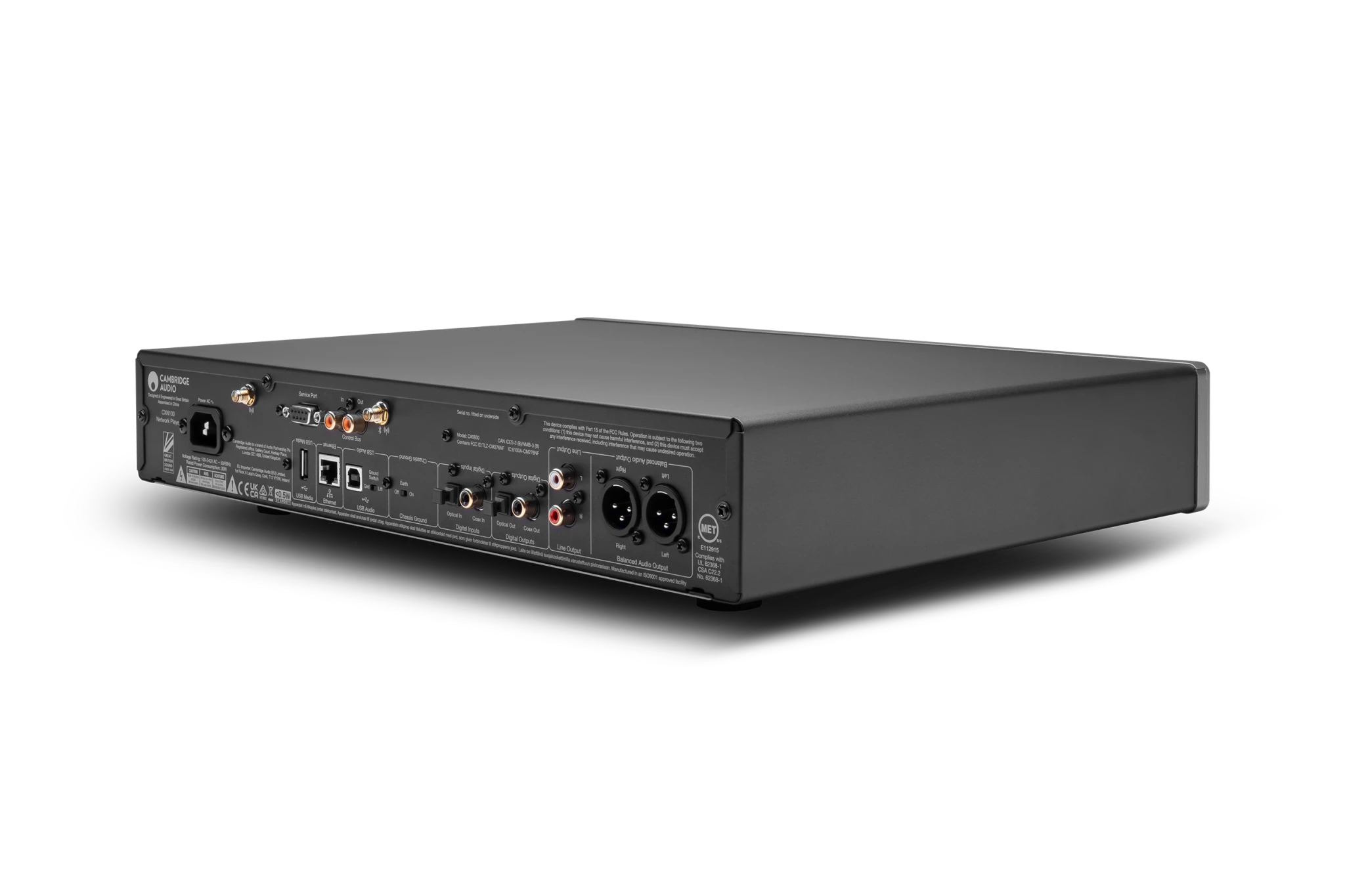Cambridge Audio CXN 100 Network Player, angled rear view
