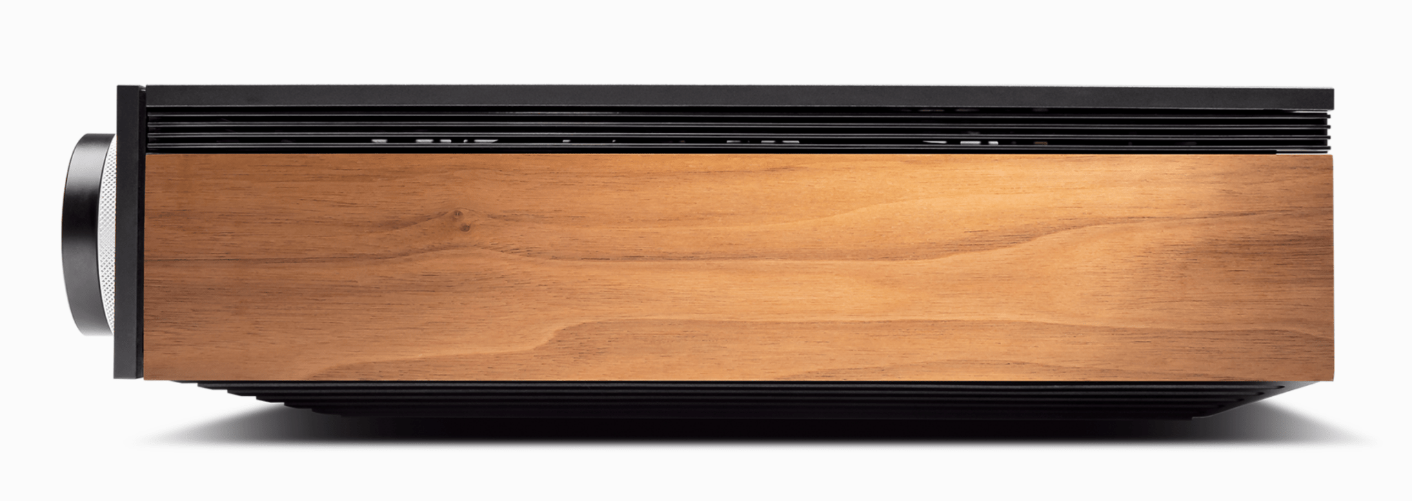 Cambridge Audio EVO 150 all-in-one-system side image with woodgrain panel
