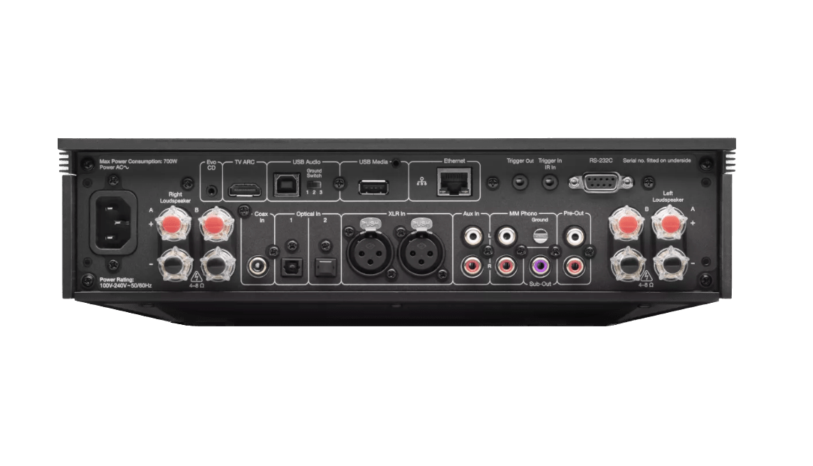 Cambridge Audio EVO 150 SE Streaming Amplifier, rear of unit