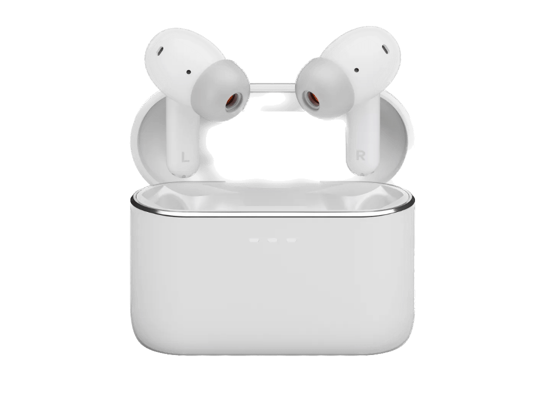 Cambridge Audio Melomania A100 True Wireless Headphones with ANC in White, with Case, pooping up