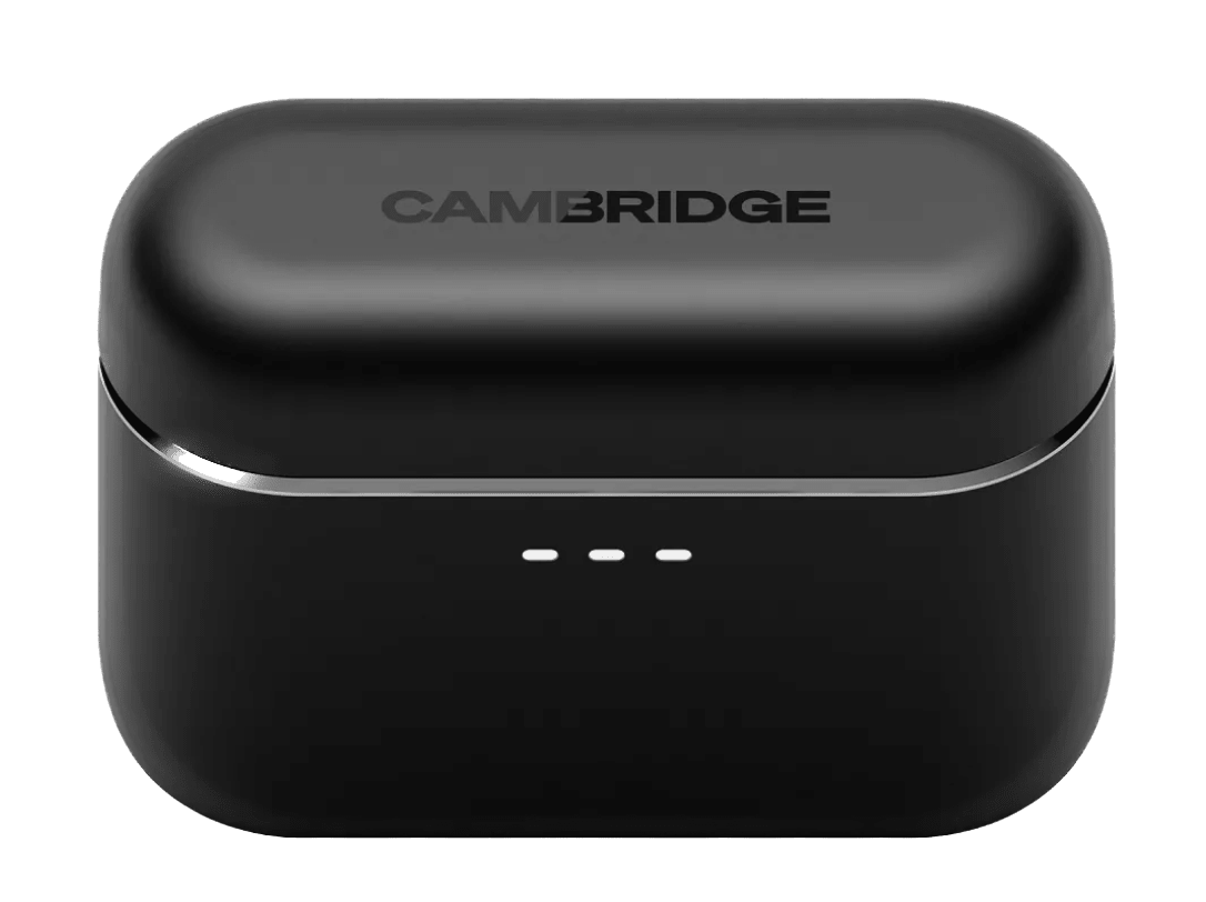 Cambridge Audio Melomania A100 True Wireless Headphones with ANC in Black, charging case
