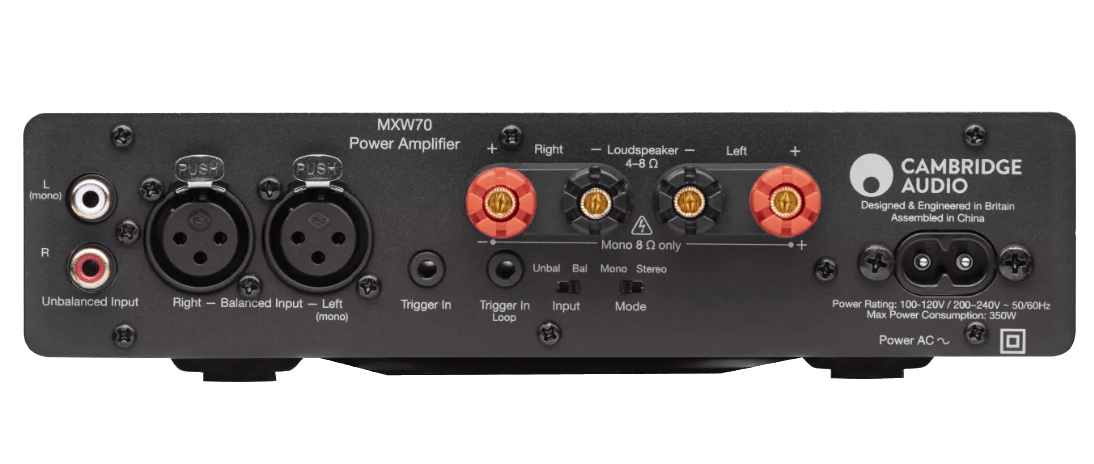 Cambridge Audio MXW70 Compact Power Amplifier, back of unit