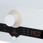 Canor Asterion V2 Tube Phono Preamplifier in white.  Angled image