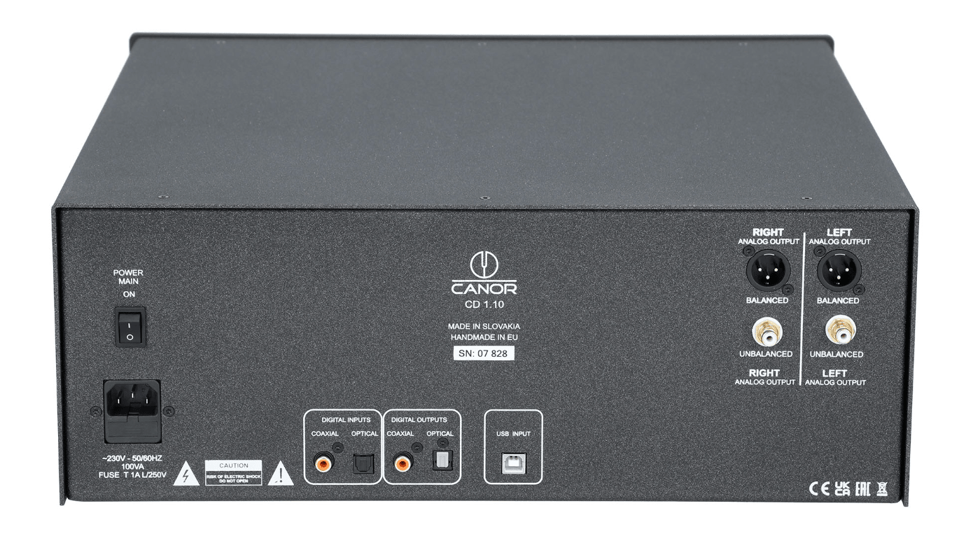 Canor CD 1.10 Tube CD Player / DAC rear of unit

