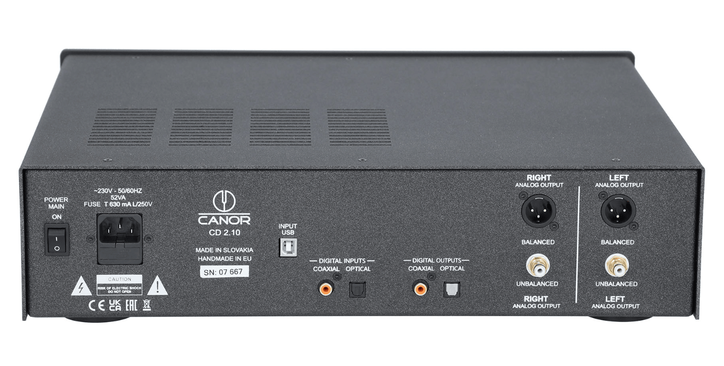 Canor CD 2.10 Tube CD Player and DAC in black, back