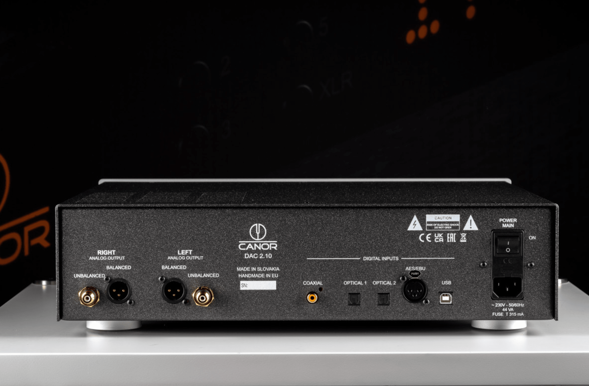 Canor DAC 2.10 Tube Based D/A Converter, rear of unit