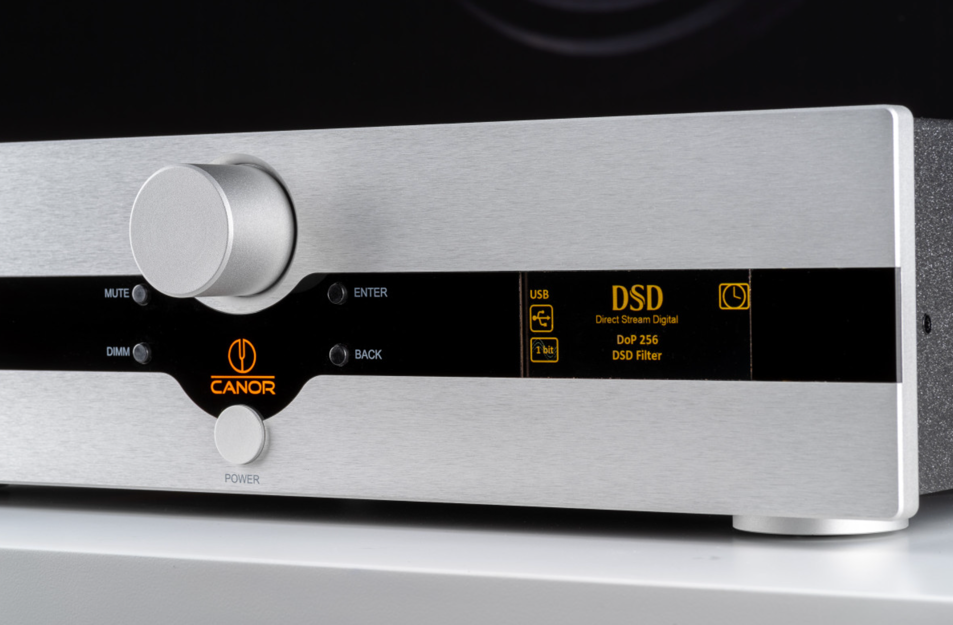 Canor DAC 2.10 Tube Based D/A Converter closeup in silver