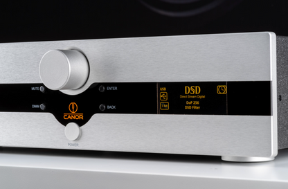Canor DAC 2.10 Tube Based D/A Converter closeup in silver