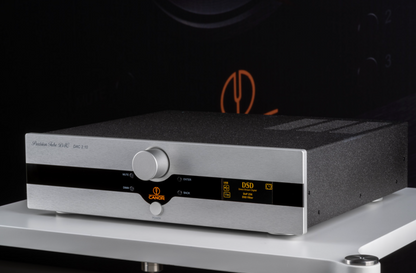 Canor DAC 2.10 Tube Based D/A Converter in silver on an angle