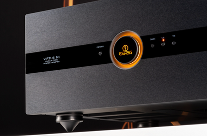 Canor Virtus M1 Vacuum Tube Power Amplifier in Black. Closeup
