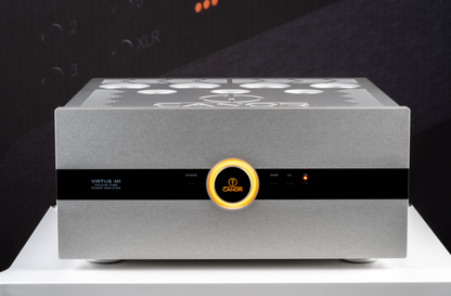 Canor Virtus M1 Vacuum Tube Power Amplifier in Silver. Front Image
