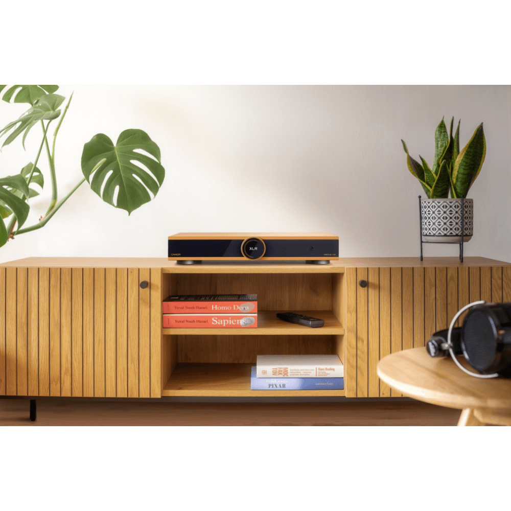 Canor Virtus 14S Integrated Solid-State Amplifier in bronze, in room display