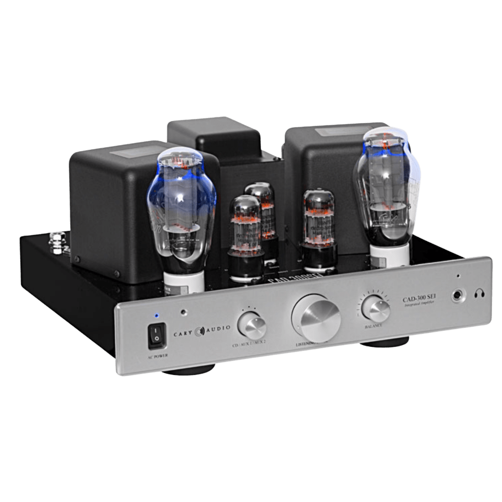 Cary Audio CAD-300SEI Integrated Amplifier in Silver, angled to the right
