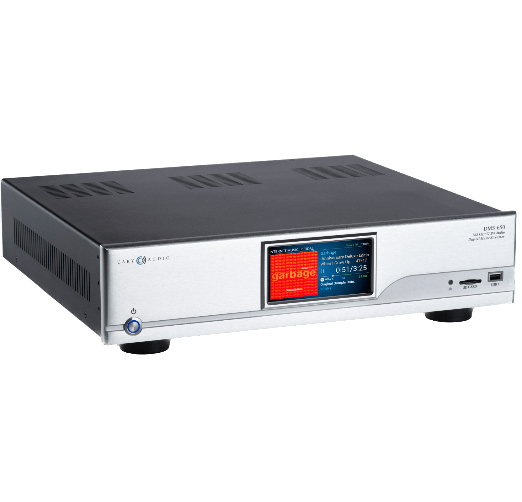 Cary Audio DMS-650 Network Streamer in Silver, angled