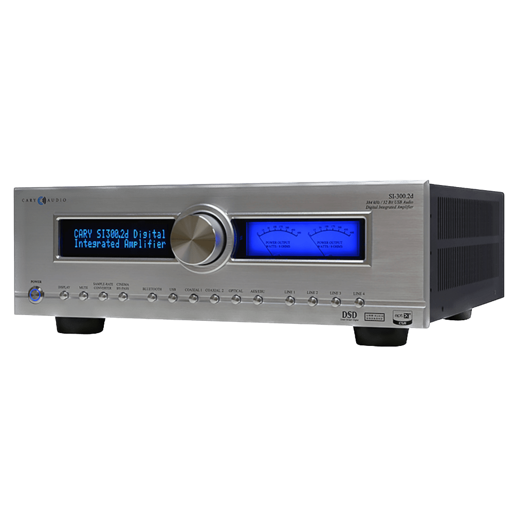 Cary Audio SI-300.2D Integrated Amplifier in Silver, angled to the left