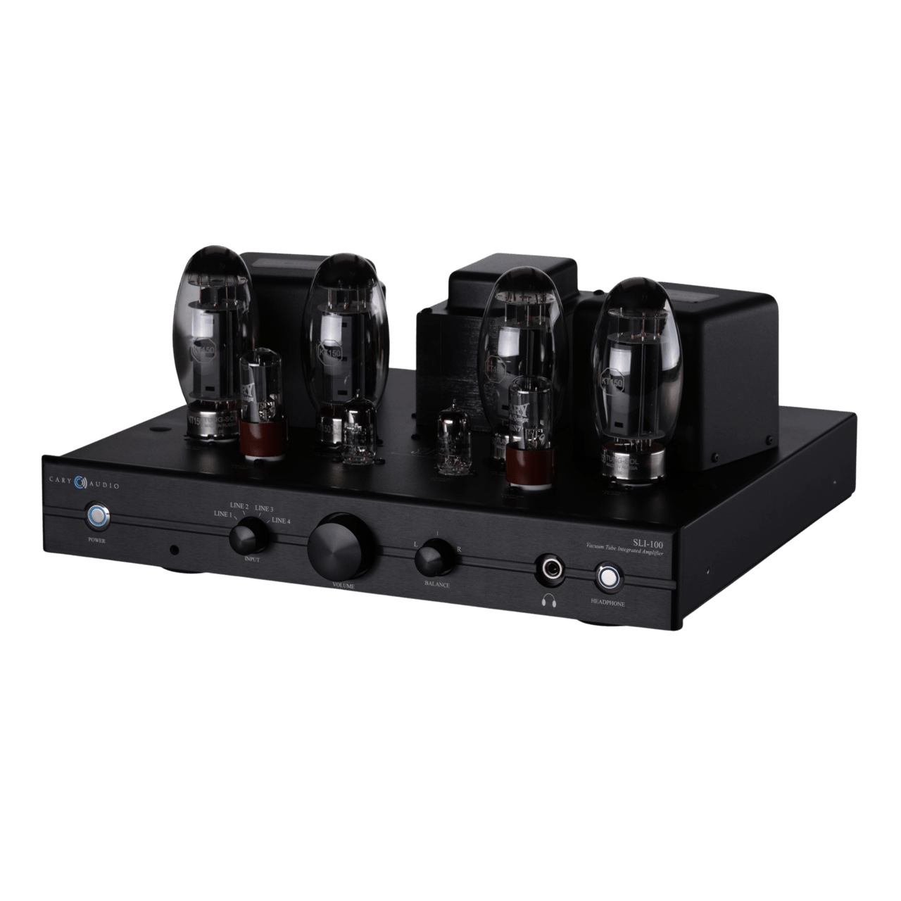 Cary Audio SLI-100 Integrated Amplifier in black, angled
