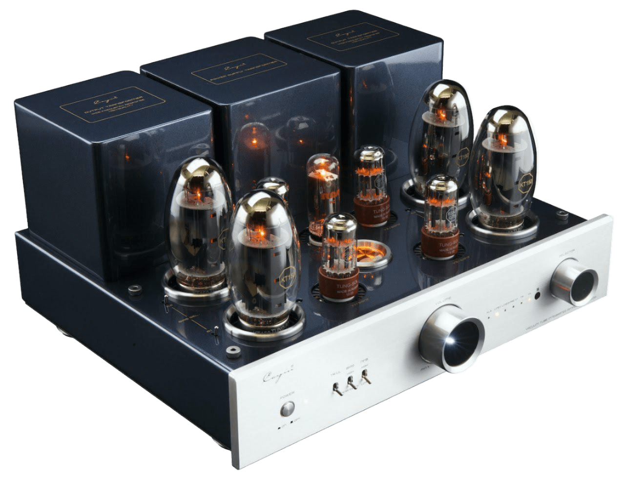 Cayin Valve Amplifiers Cayin CS-150A Integrated Valve Amplifier. Silver  on angle