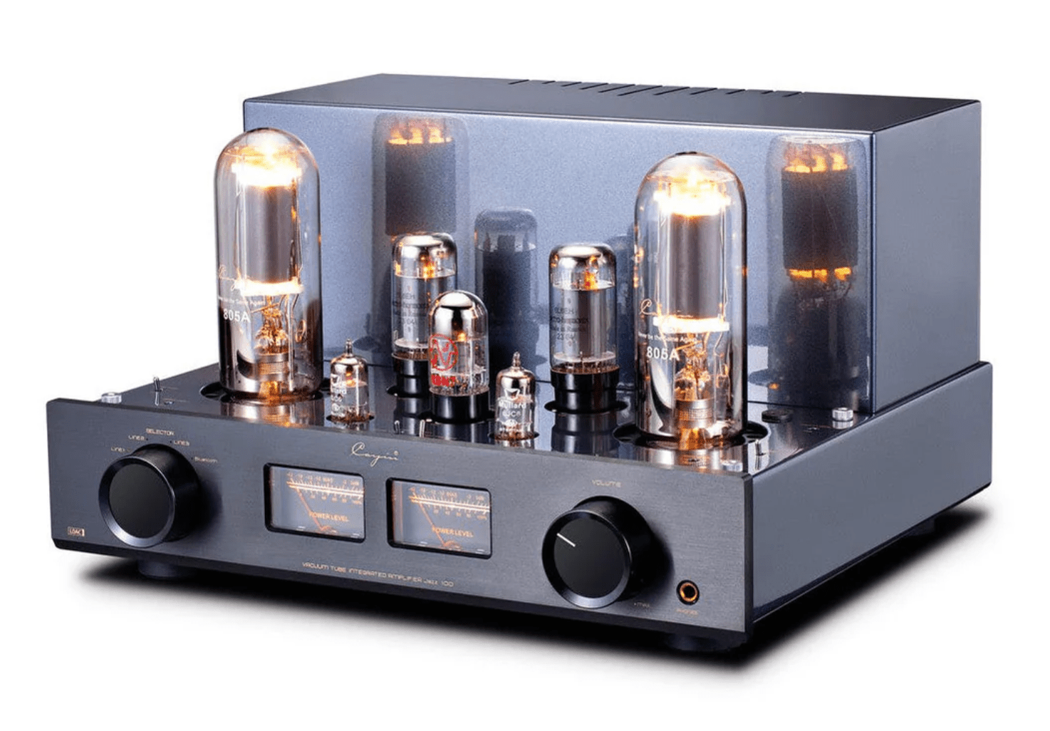 Cayin Jazz 100 Vacuum Tube Amplifier in Black, angled imaged