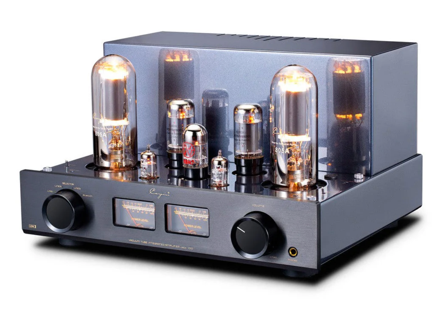 Cayin Jazz 100 Vacuum Tube Amplifier in Black, angled imaged