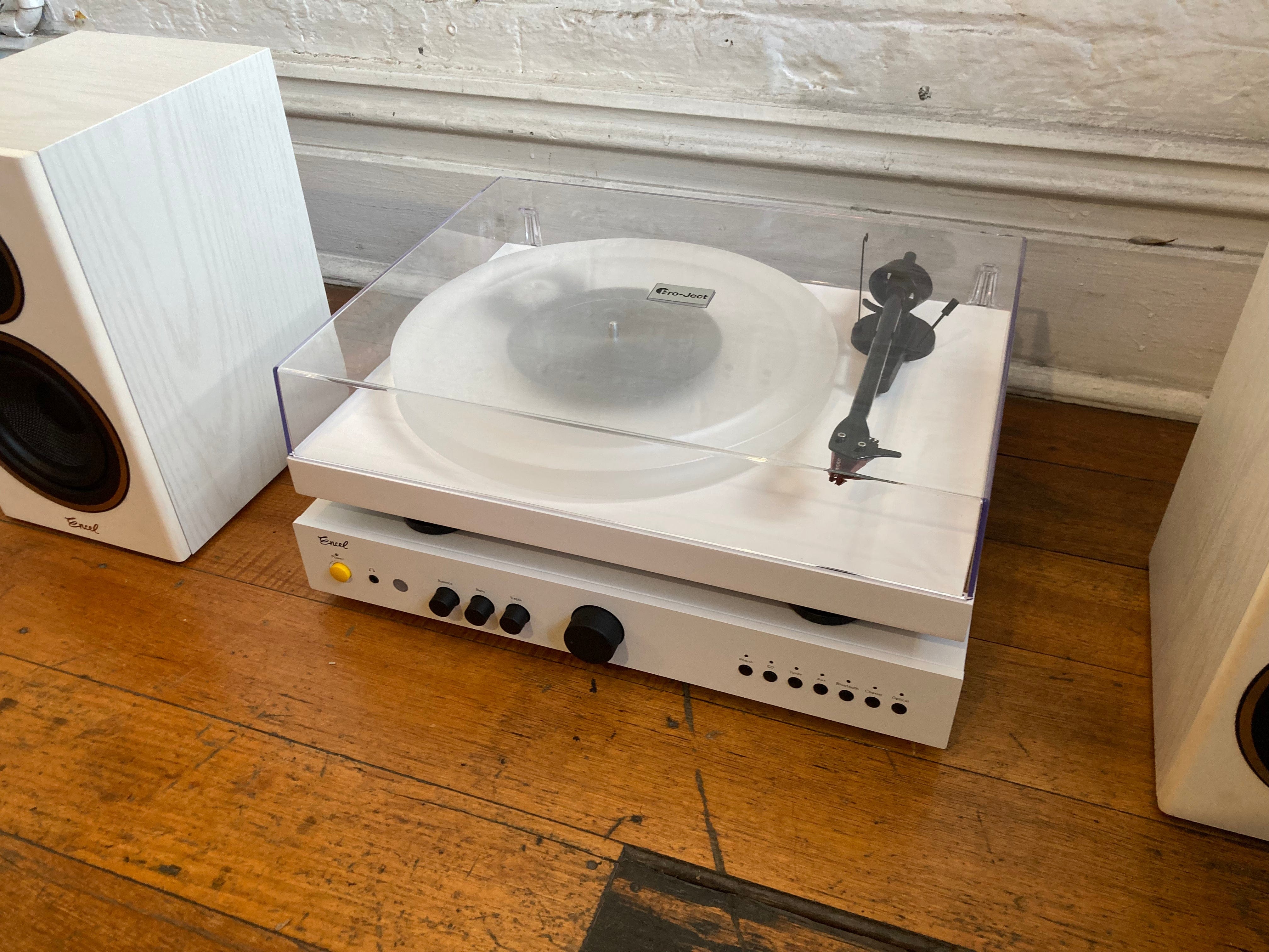 Combo Audio Bundles Excuse Me, Does it Come In White Turntable Pack