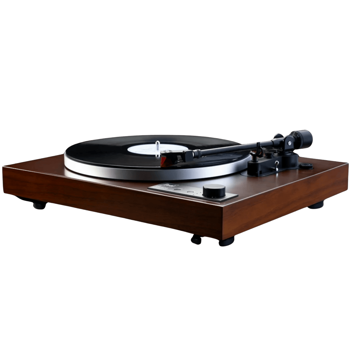 Dual CS-429 Automatic Turntable in Walnut, angled