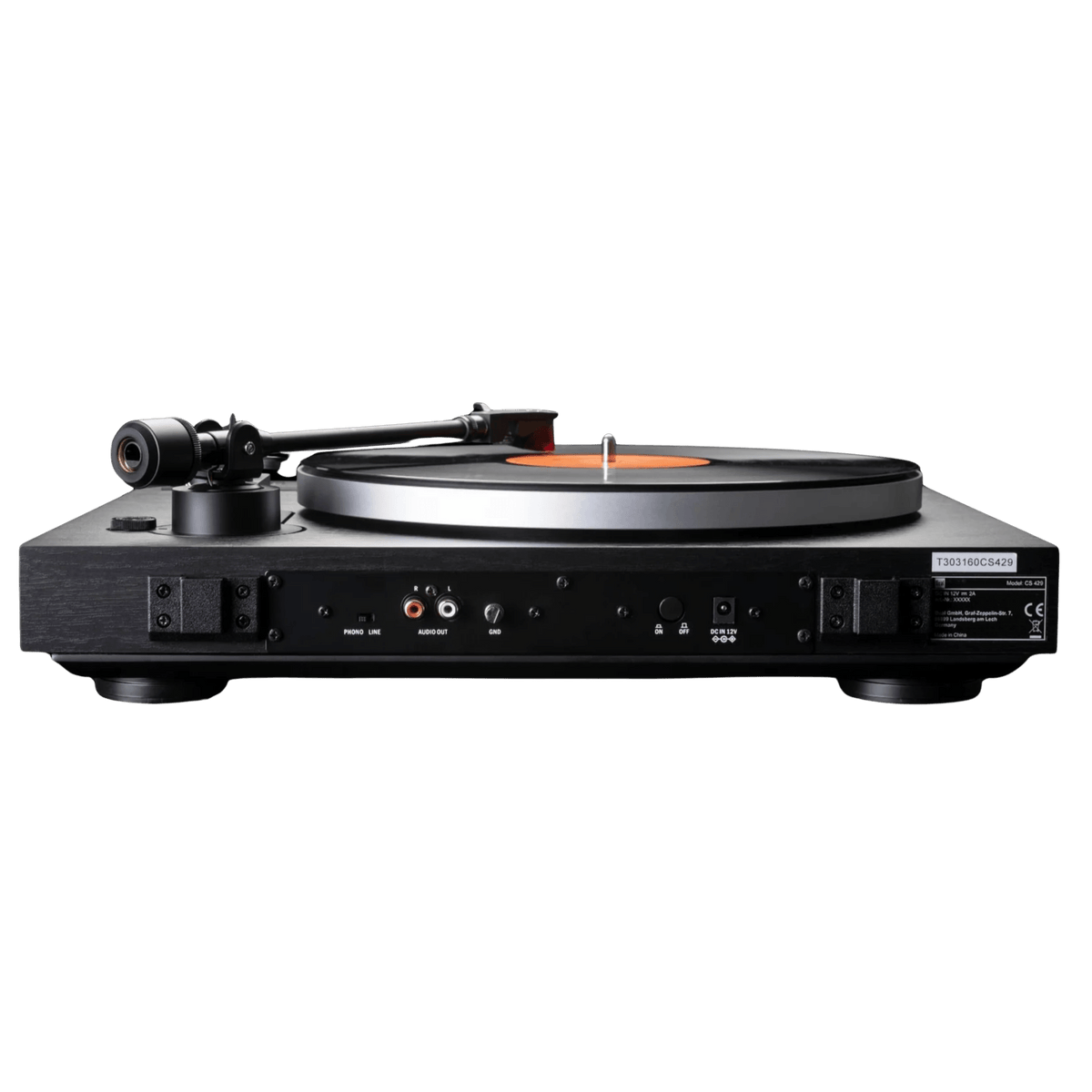 Dual CS-429 Automatic Turntable in Blackwood, back of unit