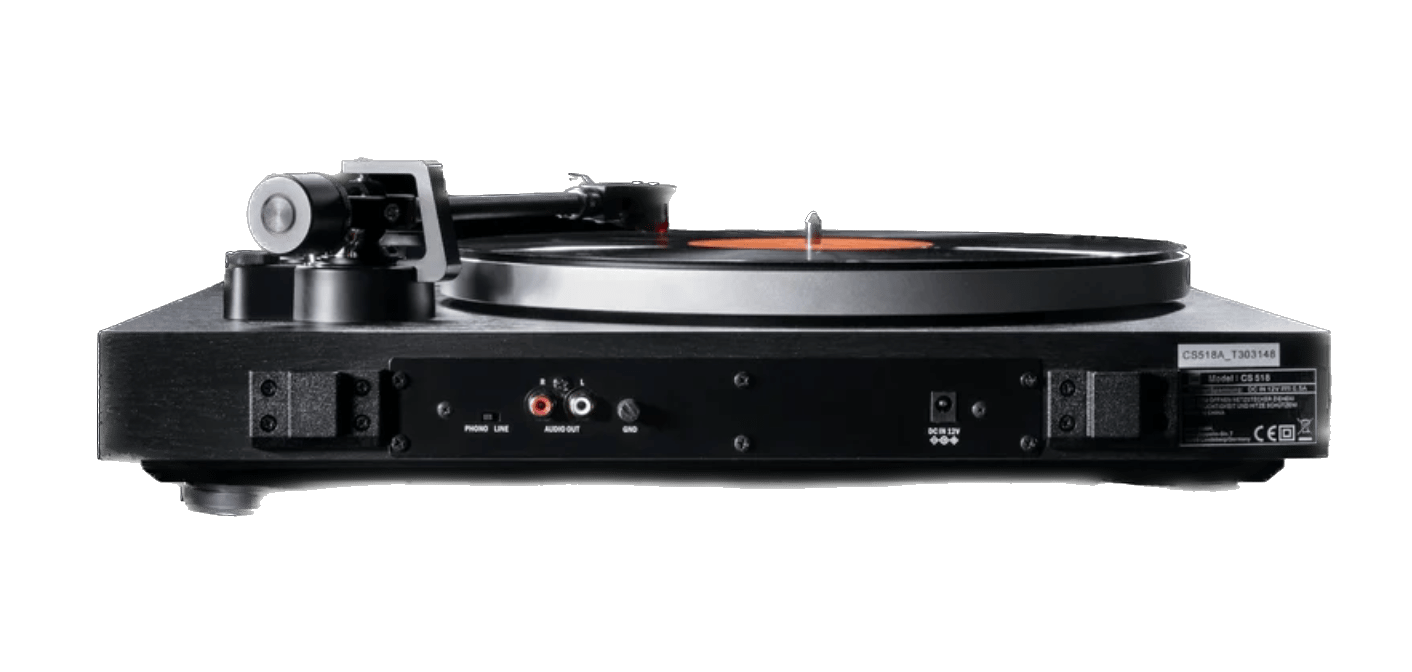 Dual CS-518 Manual Turntable in Blackwood.  Rear of turntable