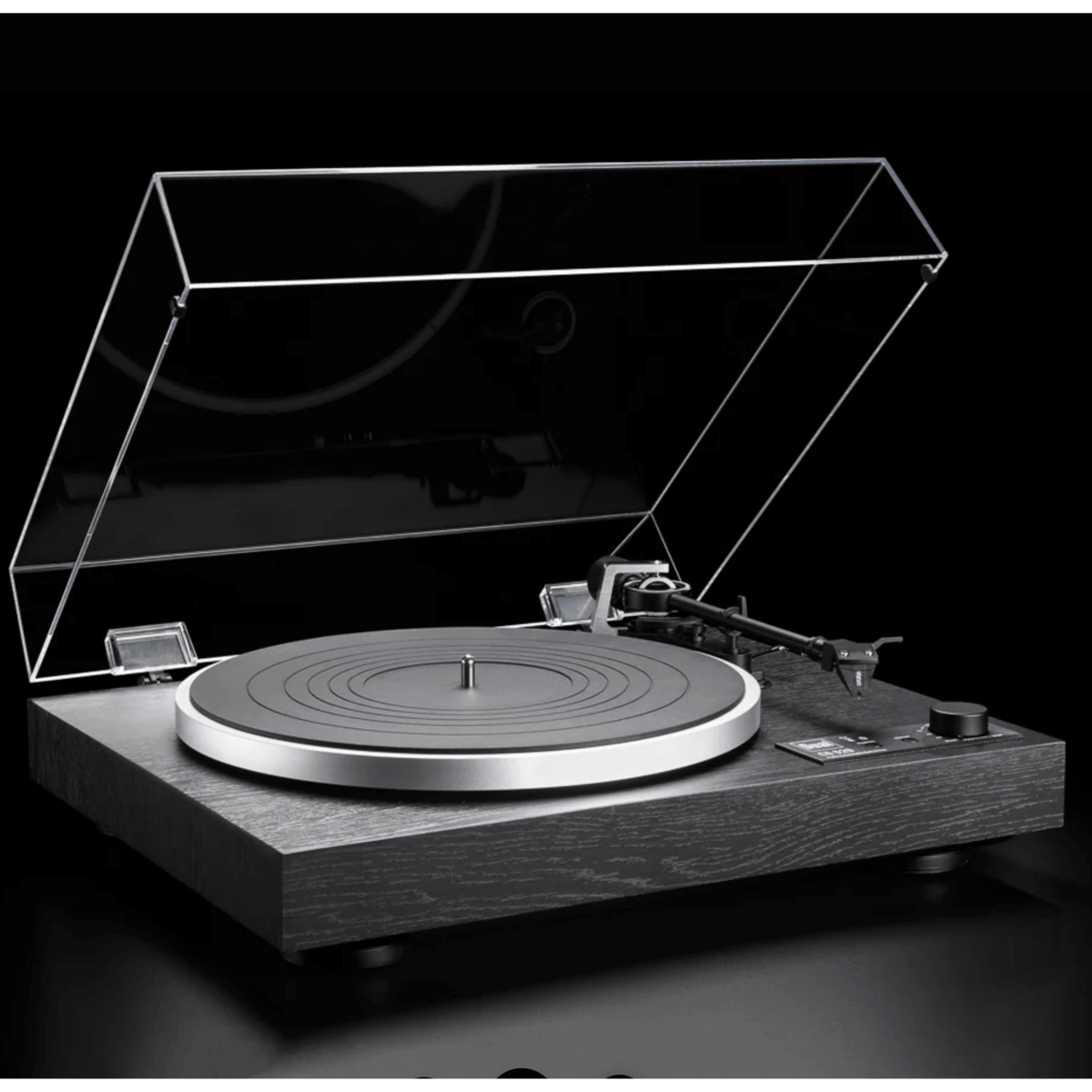 Dual CS-529 BT Automatic Turntable in Blackwood with dustcover up