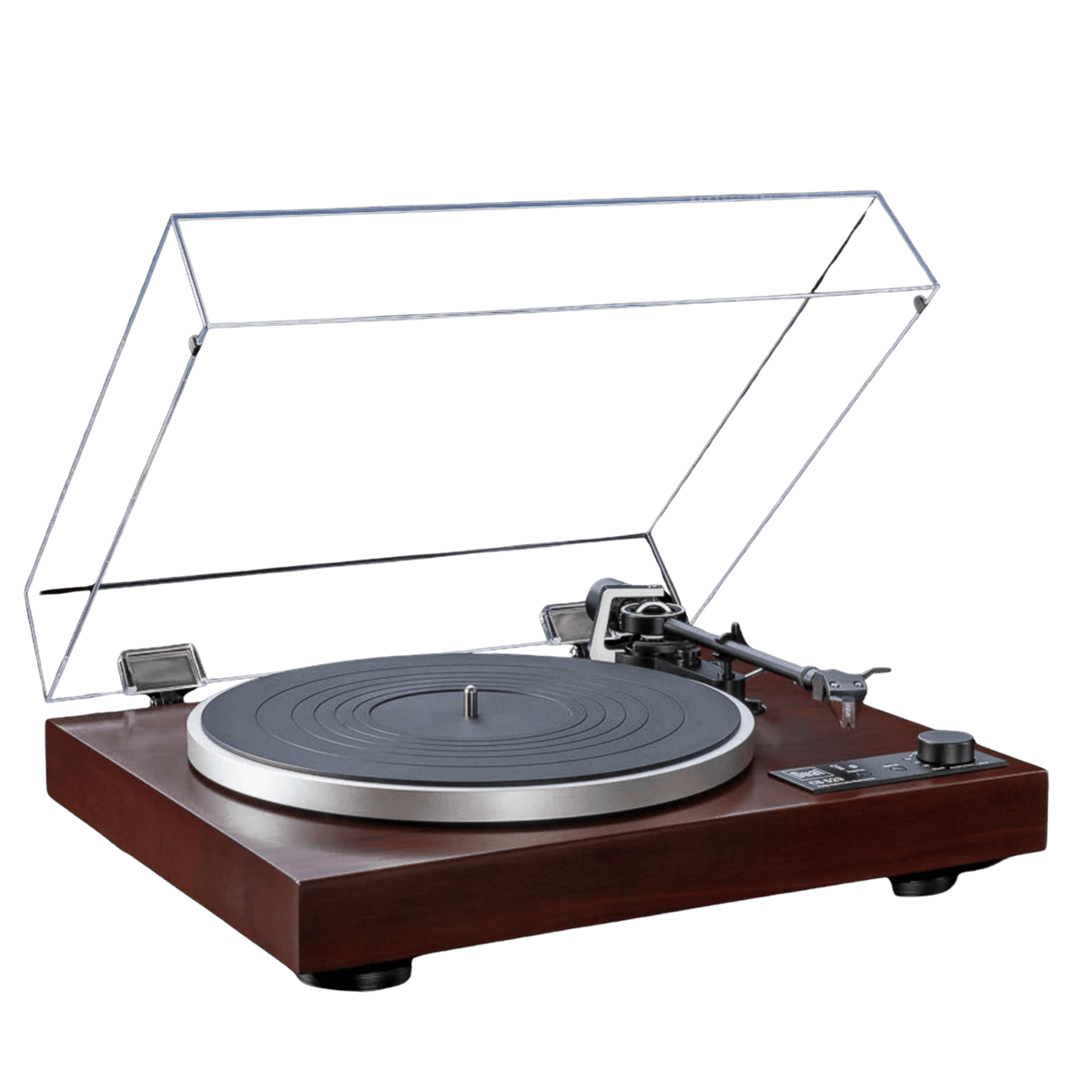 Dual CS-529 BT Automatic Turntable in Walnut with dustcover up