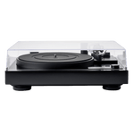 Dual CS-718Q Manual Turntable in Satin Black with dustcover closed