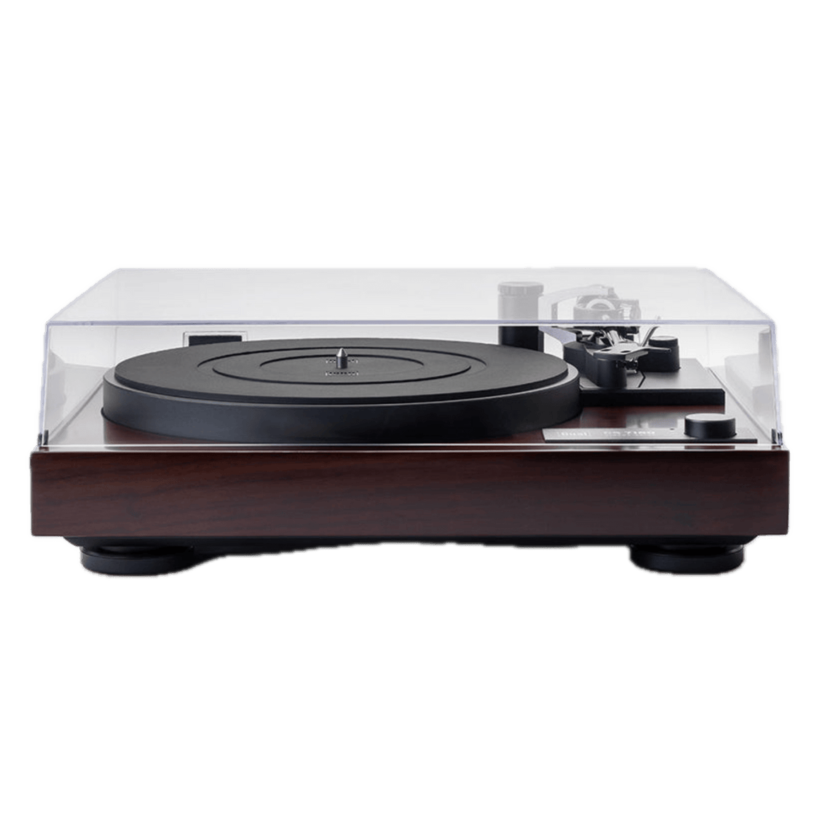 Dual CS-718Q Manual Turntable in Walnut with dustcover closed