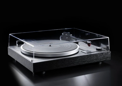 Dual CS-518 Manual Turntable in Blackwood with dustcover on