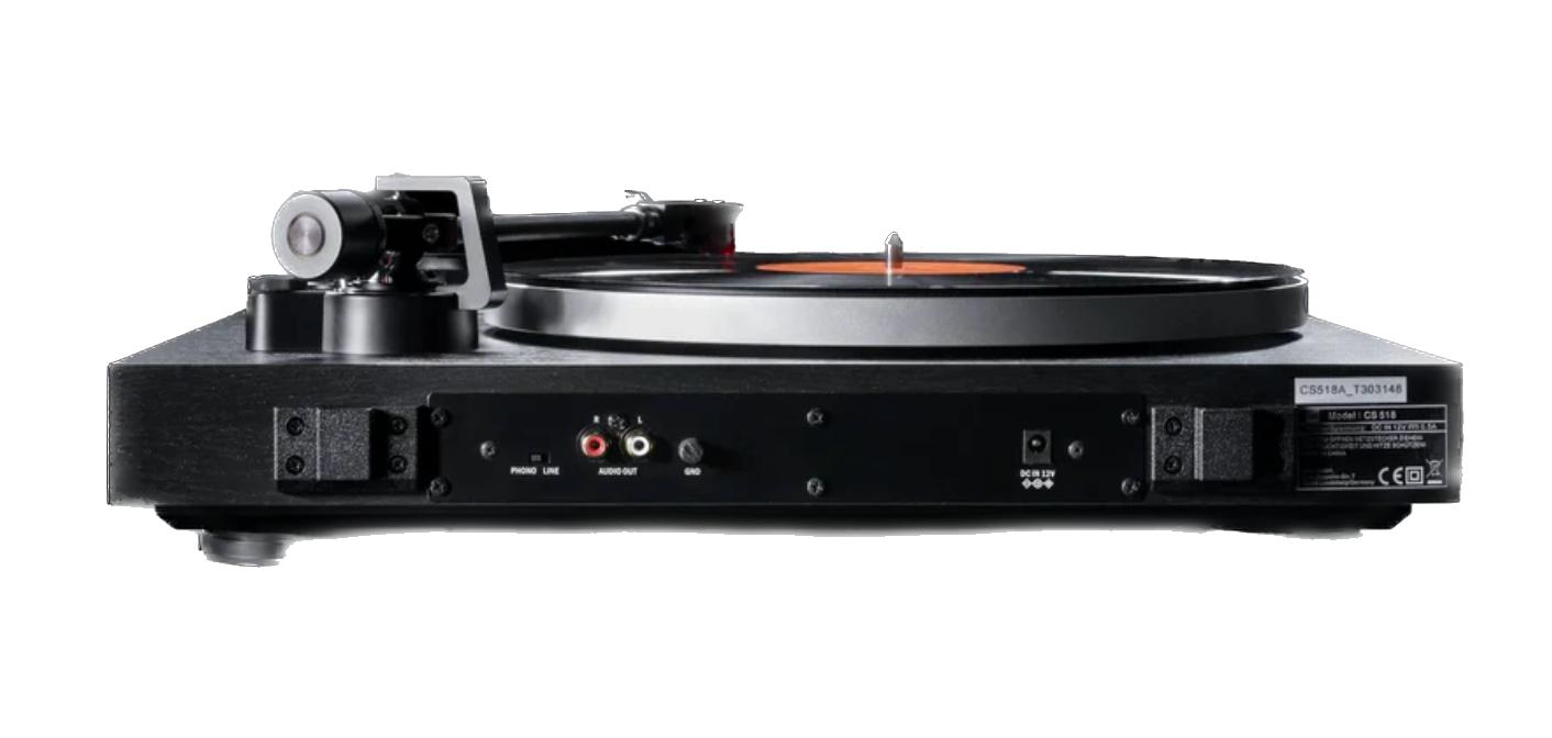 Dual CS-518 Manual Turntable in Blackwood.  Rear of turntable