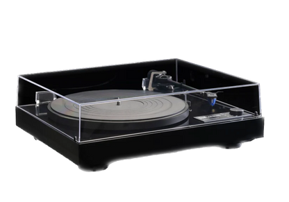 Dual CS-618Q Semi-Automatic Turntable in Blackwood with Dustcover down.  