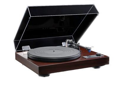 Dual CS-618Q Semi-Automatic Turntable in Walnut with Dustcover up