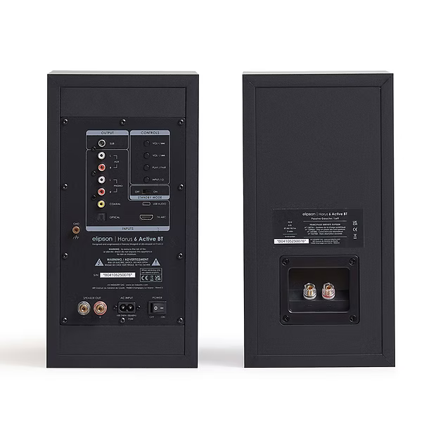 Elipson Horus 6B BT Active Speakers in Black Lacquer, back