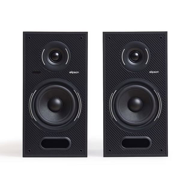 Elipson Horus 6B BT Active Speakers in Black Lacquer, Front