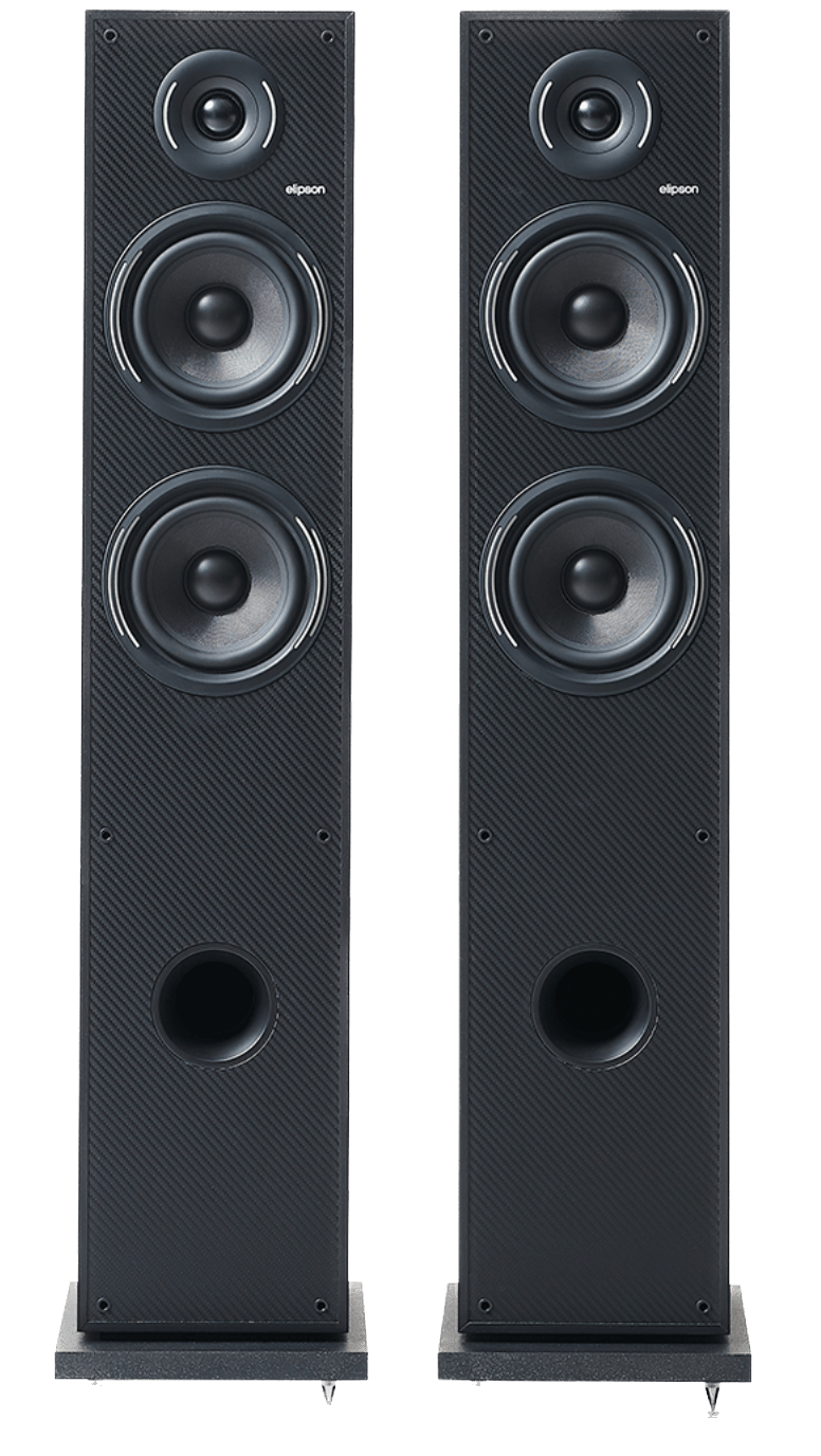 Elipson Horus 11F BT Active Floorstanding Speakers in Black, front no grille