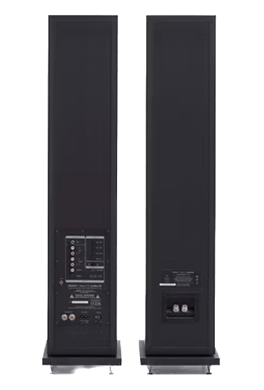 Elipson Horus 11F BT Active Floorstanding Speakers in Black, rear of pair
