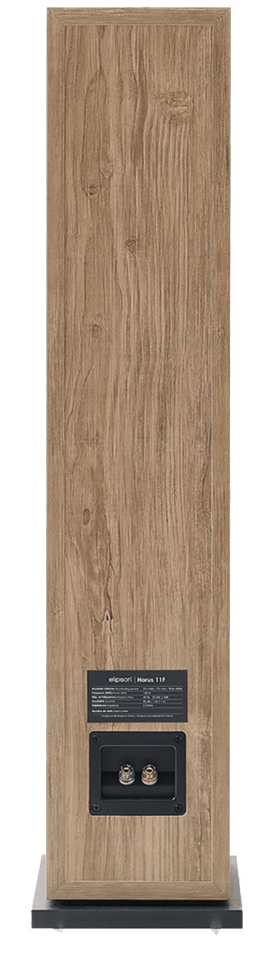 Elipson Horus 11F BT Active Floorstanding Speakers in Light Wood and Beige, closeup of individual speaker