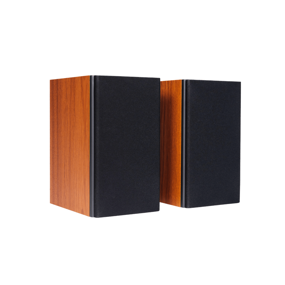 Encel Gelati Bookshelf Speakers in Caramel Walnut with Black Grilles