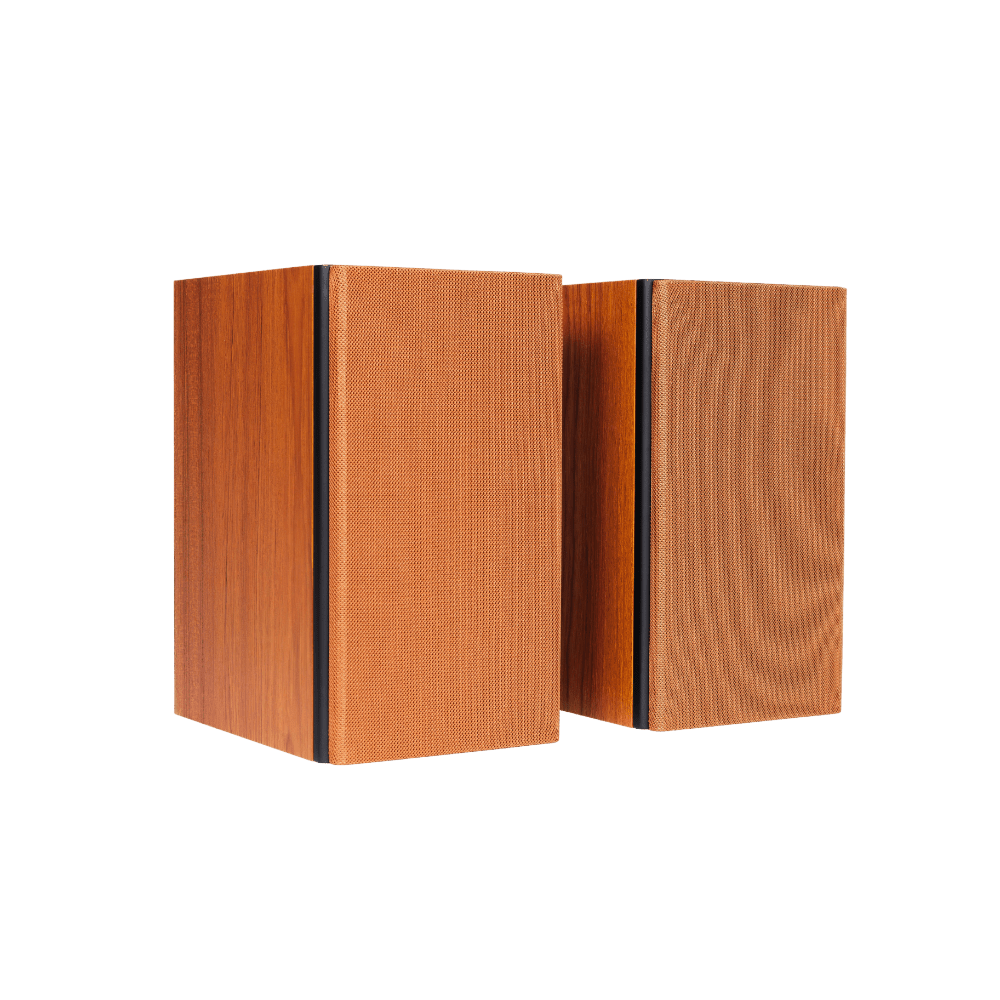 Encel Gelati Bookshelf Speakers in Caramel Walnut with Coffee Brown Grilles