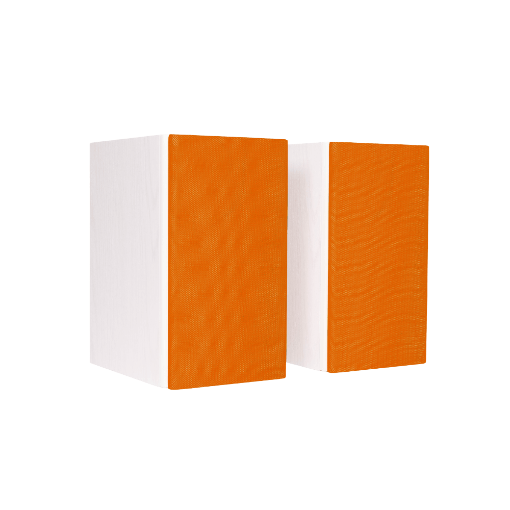 Encel Gelati Bookshelf Speakers in Vanilla White with Apricot Grilles
