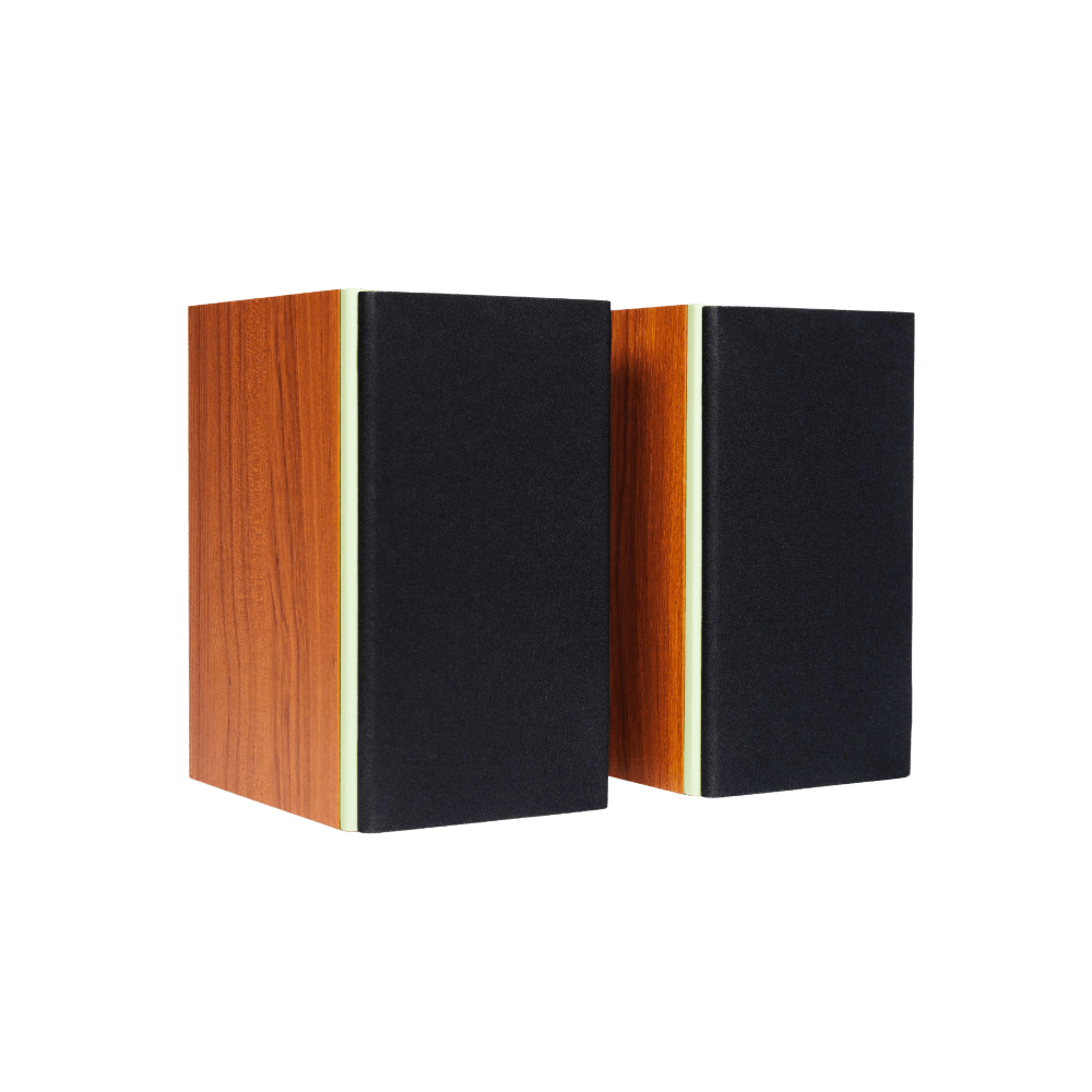 Encel Gelati Bookshelf Speakers in Walnut Pistachio with Black Grilles