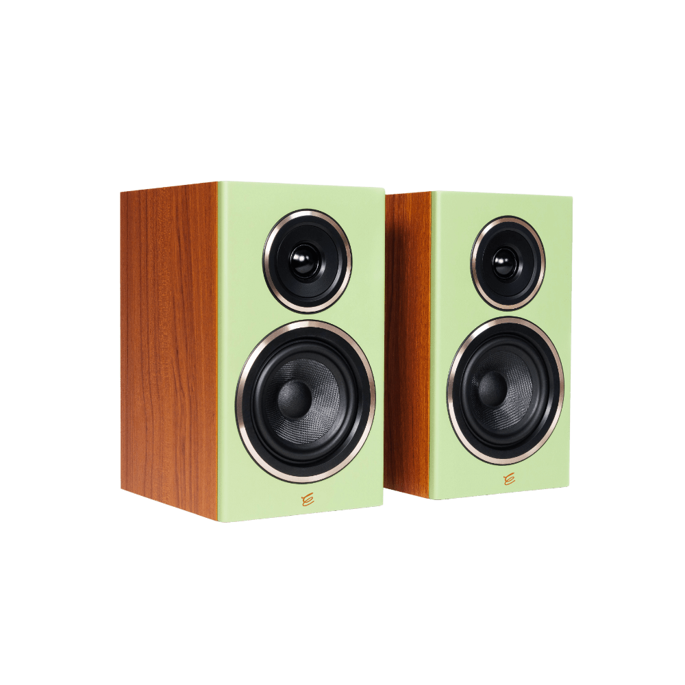 Encel Gelati Bookshelf Speakers in Walnut Pistachio without Grilles