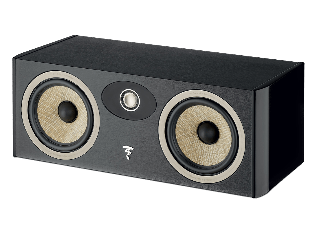 Focal Aria EVO X Centre Speaker in High Gloss Black, angled without grille