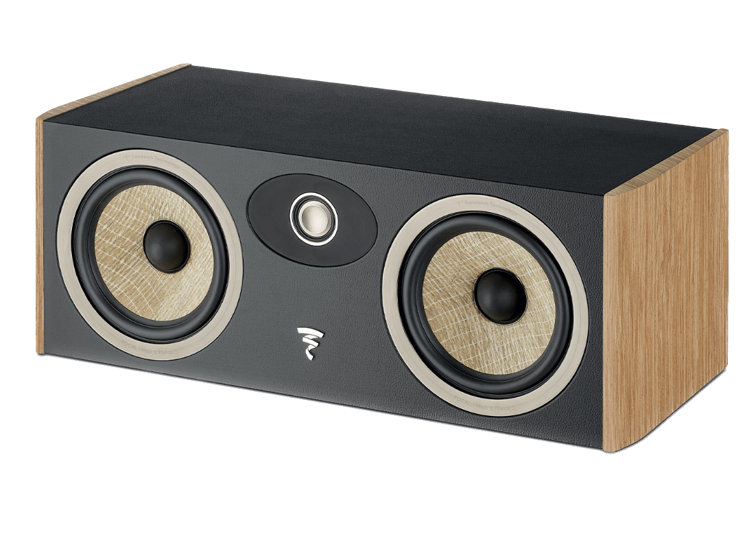 Focal Aria EVO X Centre Speaker in Prime Walnut, angled without grille