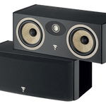 Focal Aria EVO X Centre Speakers in Black, shown without and with grille