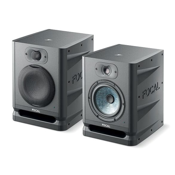 Focal Pro Studio monitors Focal EVO65 Active Studio Monitors (pair). Image of front, angled with and without mesh